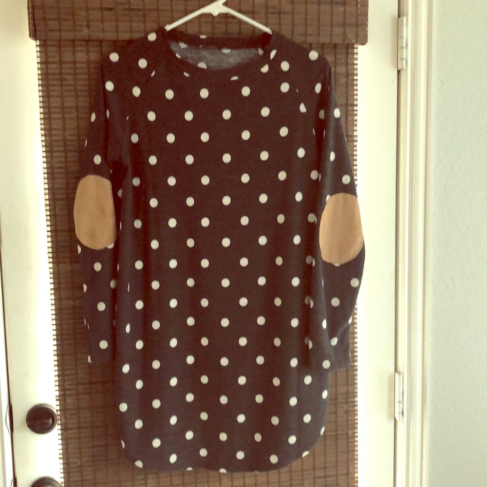 Grey Polkadot Long Sleeve Tunic